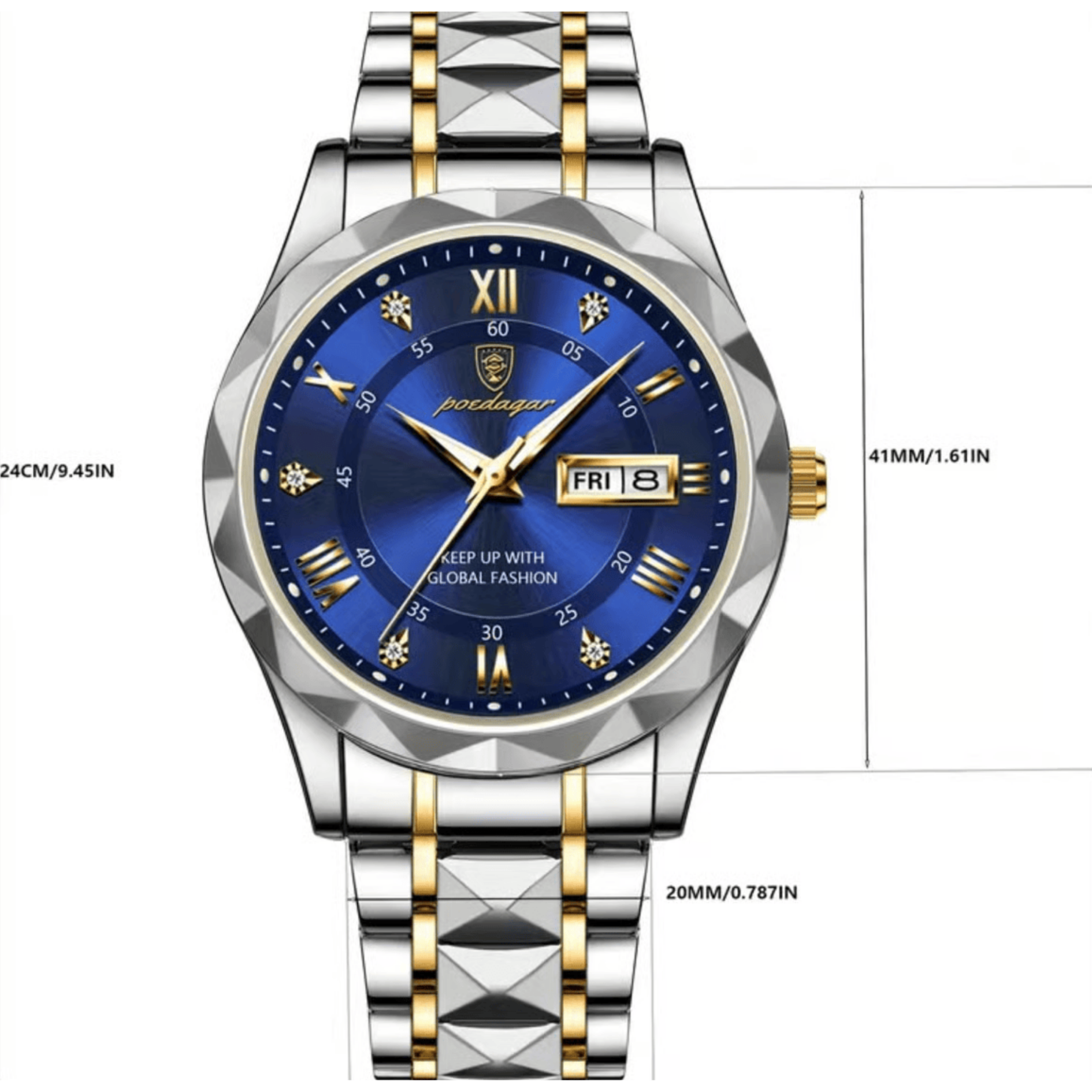 POEDAGAR DIAMOND Blue Dial Men’s Quartz Watch